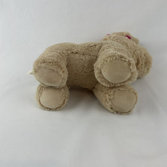 Tan Puppy Dog 10” Plush Stuffed Animal Toy w/Pink Bow Unbranded - Picture 5 of 8